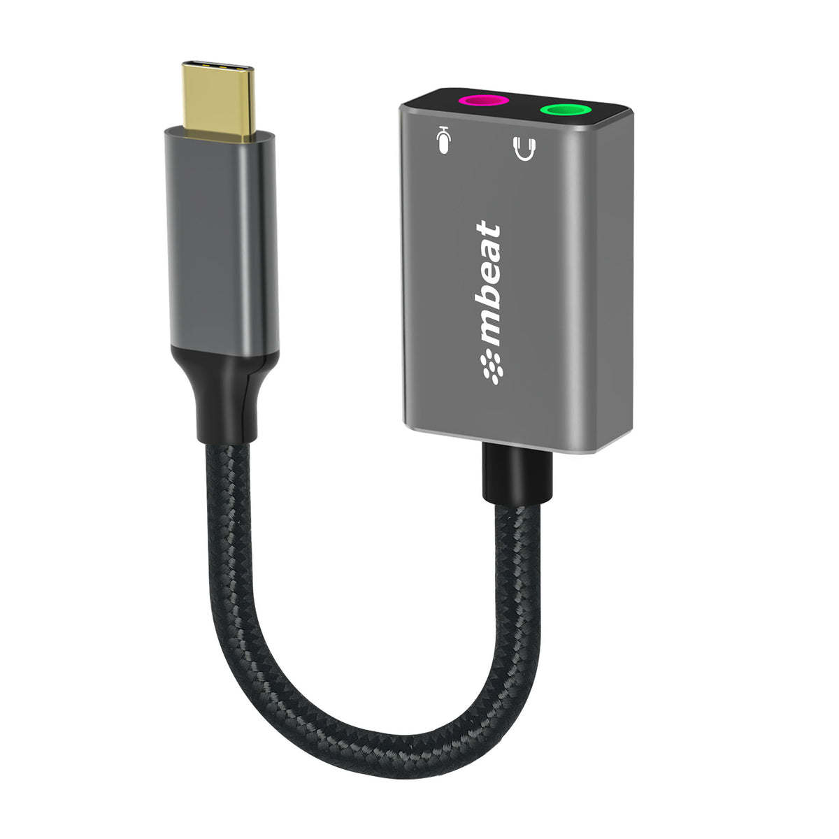mbeatÂ® Elite USB-C to 3.5mm Audio and Microphone Adapter -  Adds Headphone Audio and Microphone Jack to USB-C Computer, Tablet Smartphone Devices