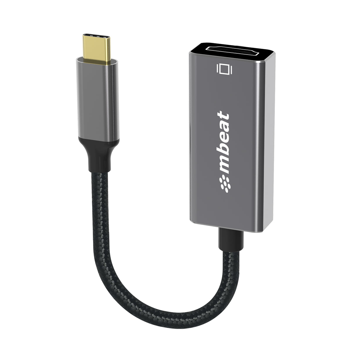 mbeatÂ® Elite USB-C to HDMI Adapter - Converts USB-C  to HDMI Female Port, Supports 4K@60Hz (3840Ã—2160), Gold Plated, Aluminium, Nylon braided Cable