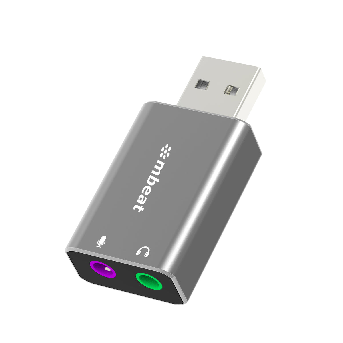 mbeatÂ® Elite USB to 3.5mm Audio and Microphone Adapter - Add Headphone Audio Jack to USB-A Computers, Laptops, Notebooks - Space Grey