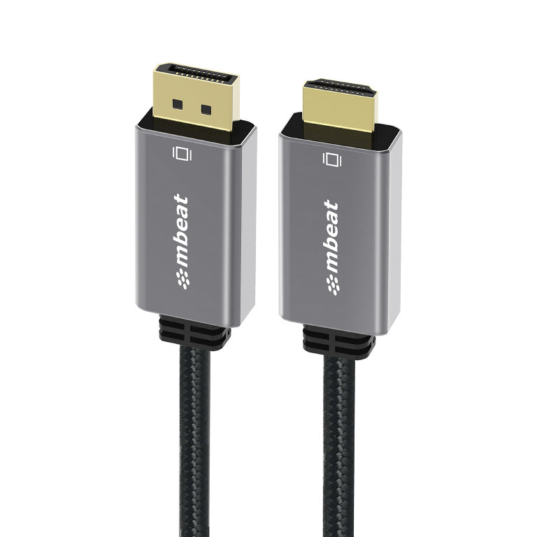 mbeatÂ® Tough Link 1.8m 4K/60Hz Display Port to HDMI Cable -  Connects DisplayPort to HDMI 4K@60Hz (3840Ã—2160), Gold Plated, Aluminium,  Nylon Braided