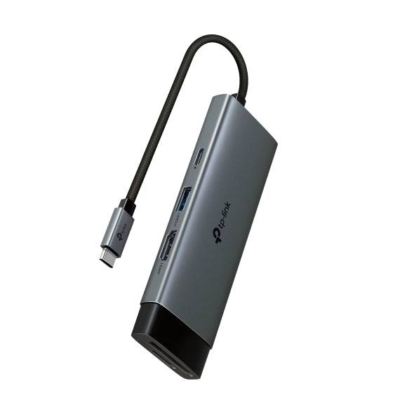TP-Link UH7021C USB Type-C 7-in-1 Hub,  4K@60Hz HDMI, SD & microSD UHS-I, 100W Power Delivery, 3Ã— USB-A Data Ports.