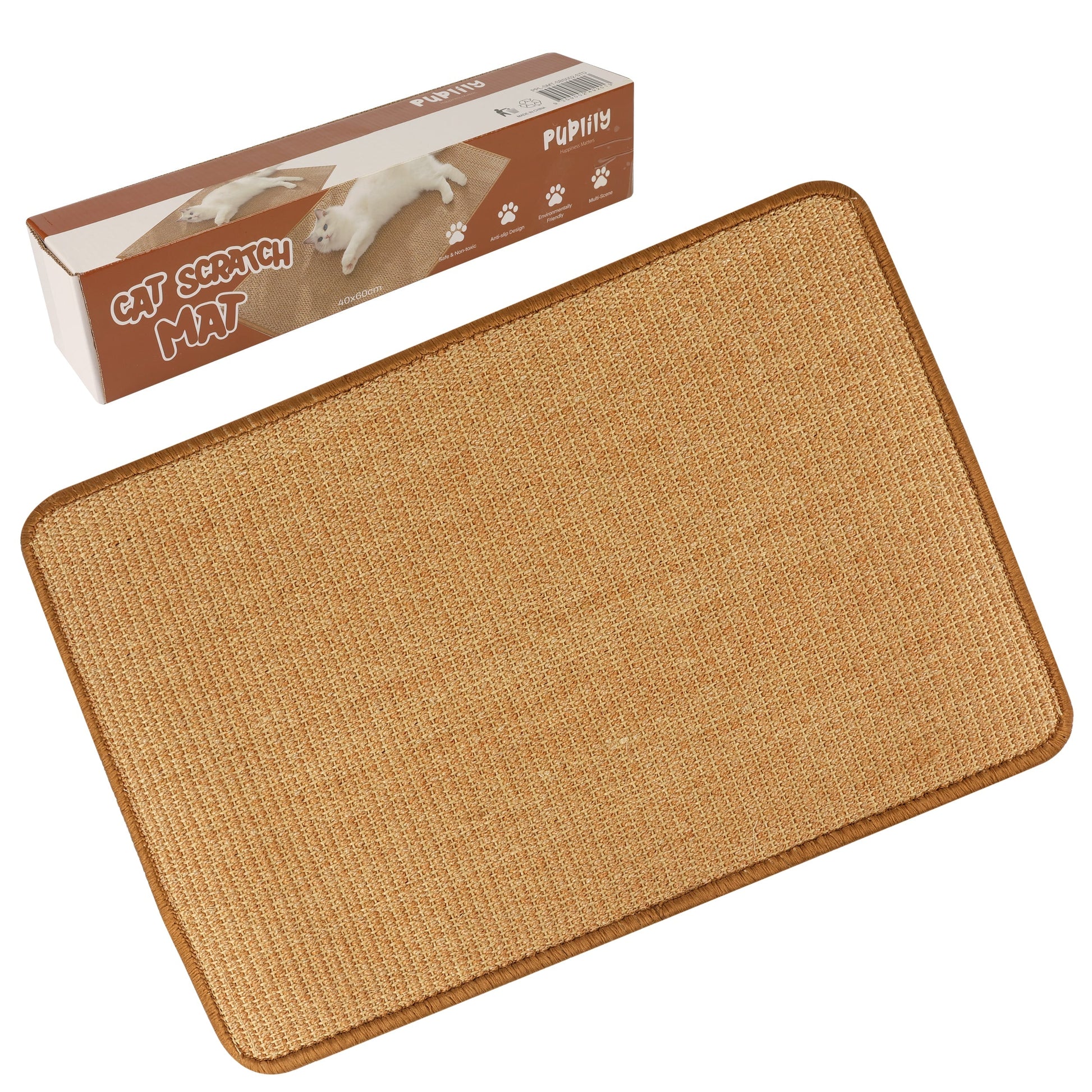 PupLily Natural Sisal Cat Scratch Mat, 40 X 60 CM