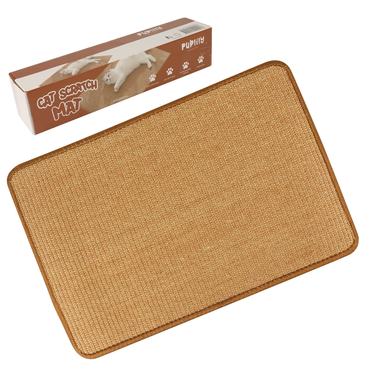 PupLily Natural Sisal Cat Scratch Mat, 40 X 60 CM