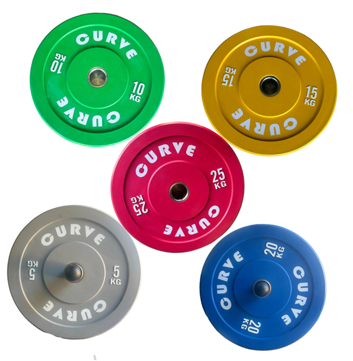 Curve Fitness Olympic Coloured Bumper Plates 50kg (2X25kg)