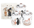 Cat Couple Embossed Canisters — Bone China Storage Set + Matching Napkins