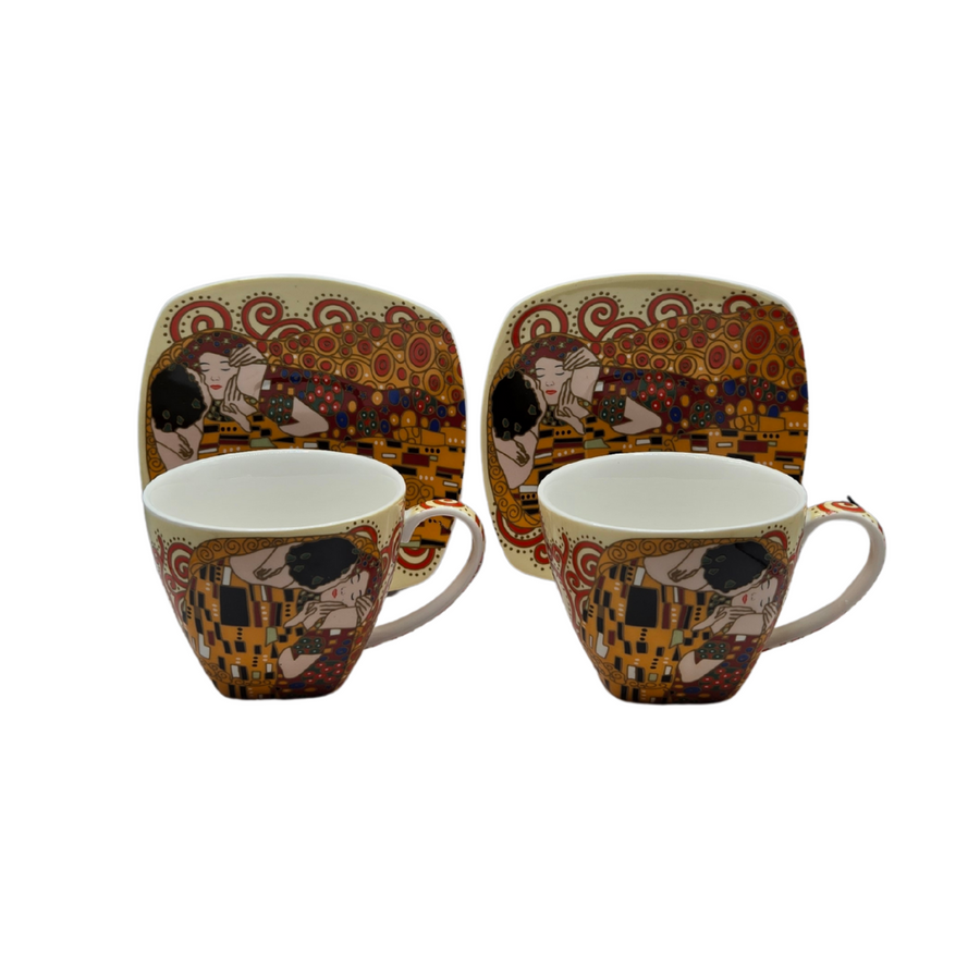 The Kiss Fine Bone China Cup & Saucer Set of 2 - 220ml Gustav Klimt Design 