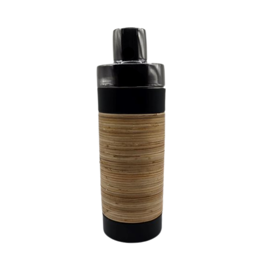 Plantation Cocktail Shaker - Matte Black with Rattan Wrap | Stainless Steel Barware