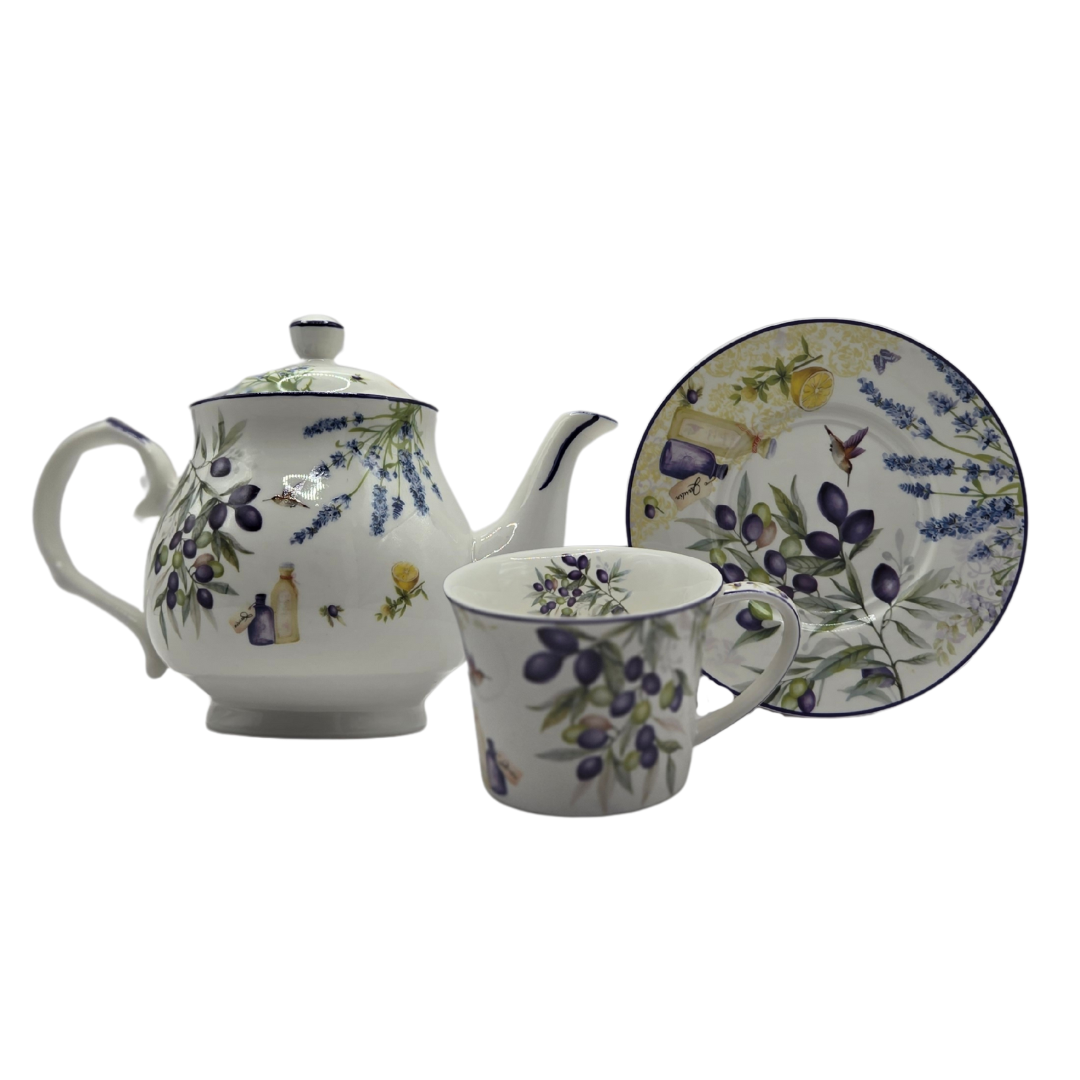 Lavender & Olive Tea Set for 2 - Premium Porcelain