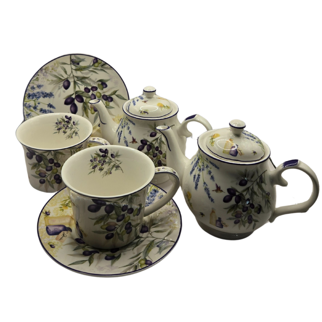 Lavender & Olive Tea Set for 2 - Premium Porcelain