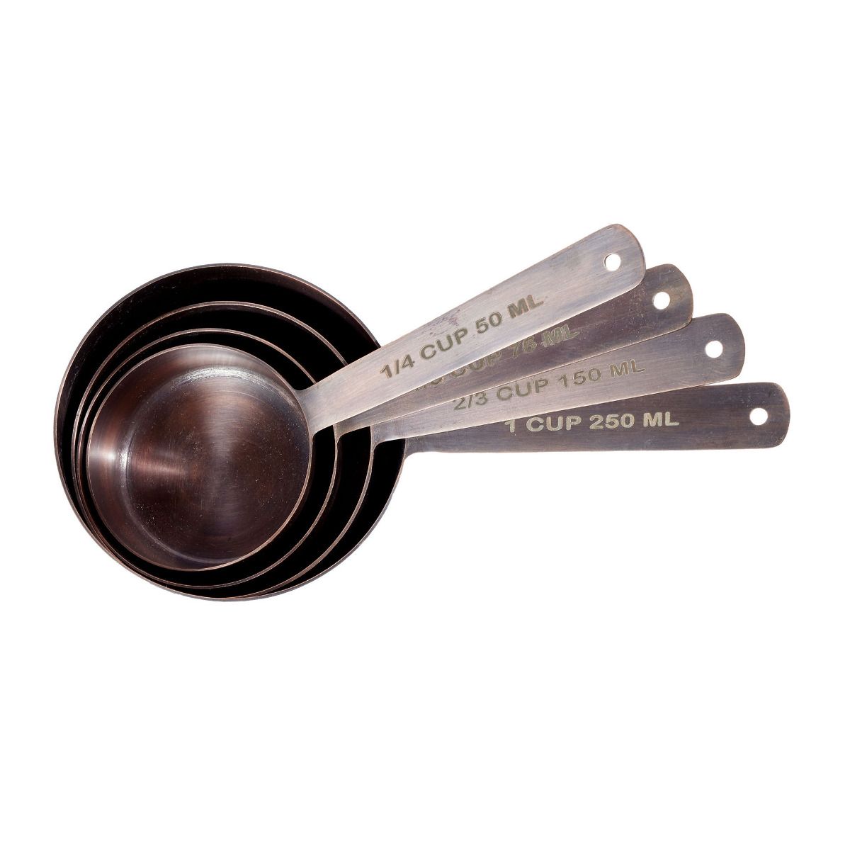 Vintage Elegance: Antique Copper Stainless Steel Measuring Cup Set