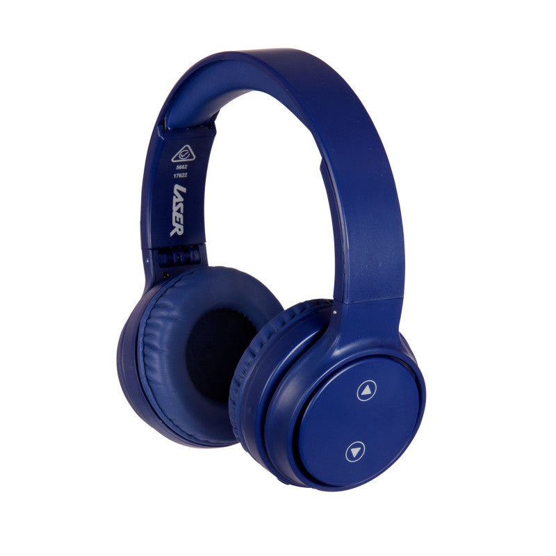 Laser Foldable Bluetooth Headphones with Mic - Navy Blue