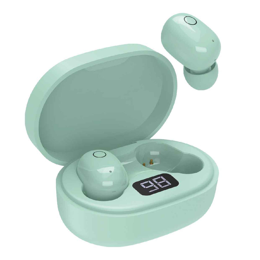 Laser TWS Mini ENC Earbuds LED Display Aqua