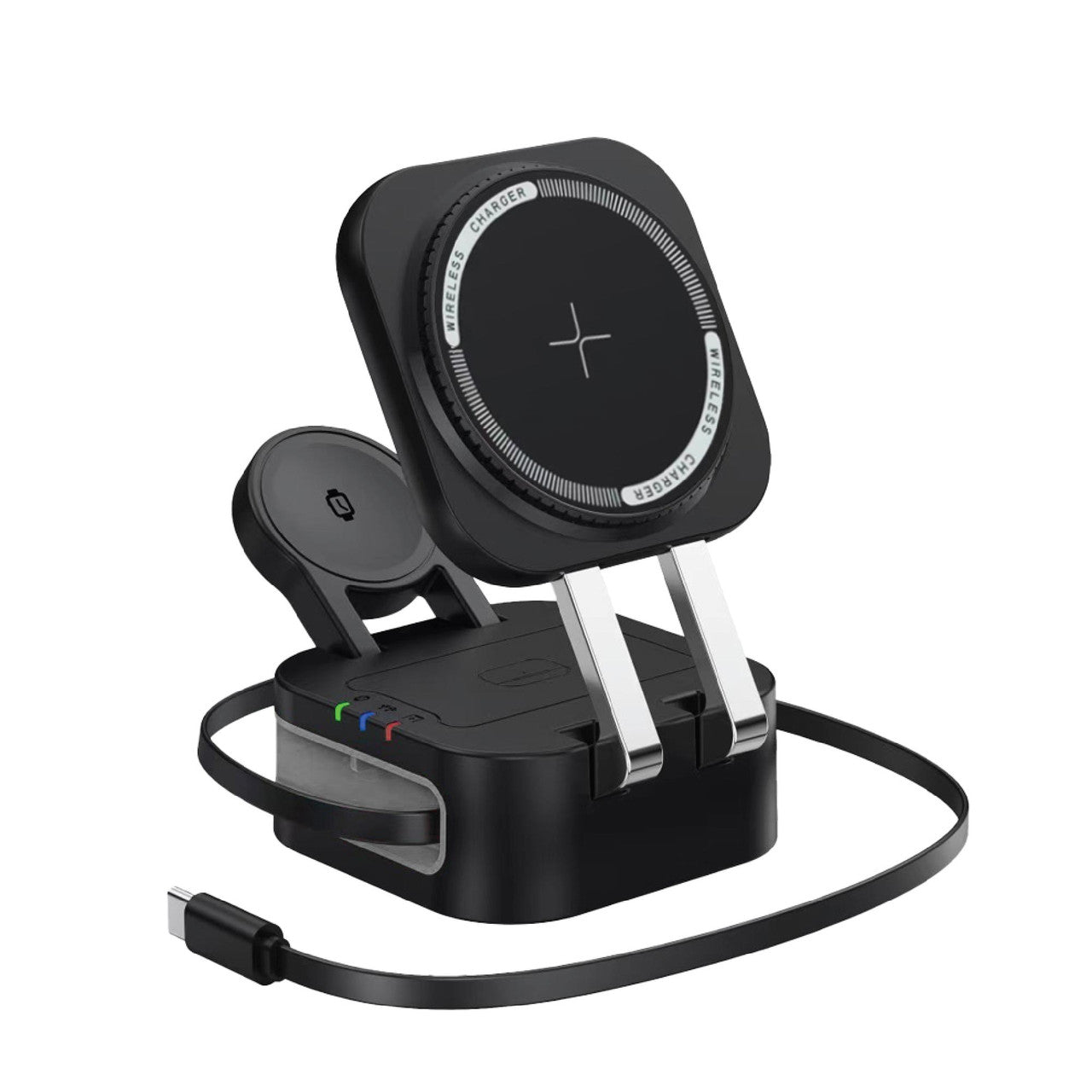 Laser 3 in 1 Foldable Wireless Charging Stand Black