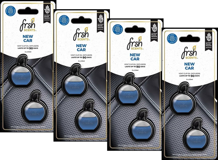 Car Air Freshener Clip New Car Fragrance FrshScents Mini Vent Odor Eliminator Twin Pack x 4