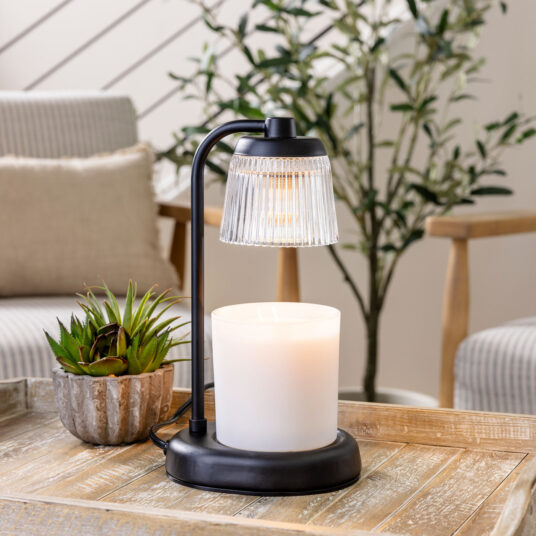 Fluted Glass Black Candle Warmer Lamp - RRP $69.95 - Wholesale