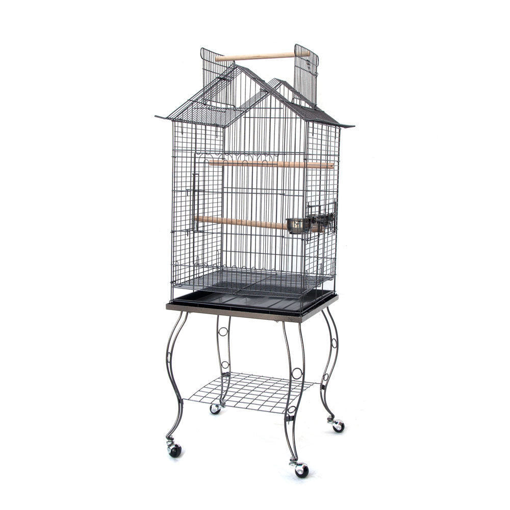 Samland BIRD PARROT CAGE WITH STAND COCKATIEL AMAZON AFRICAN GREY CAIQUE CONURE BLACK