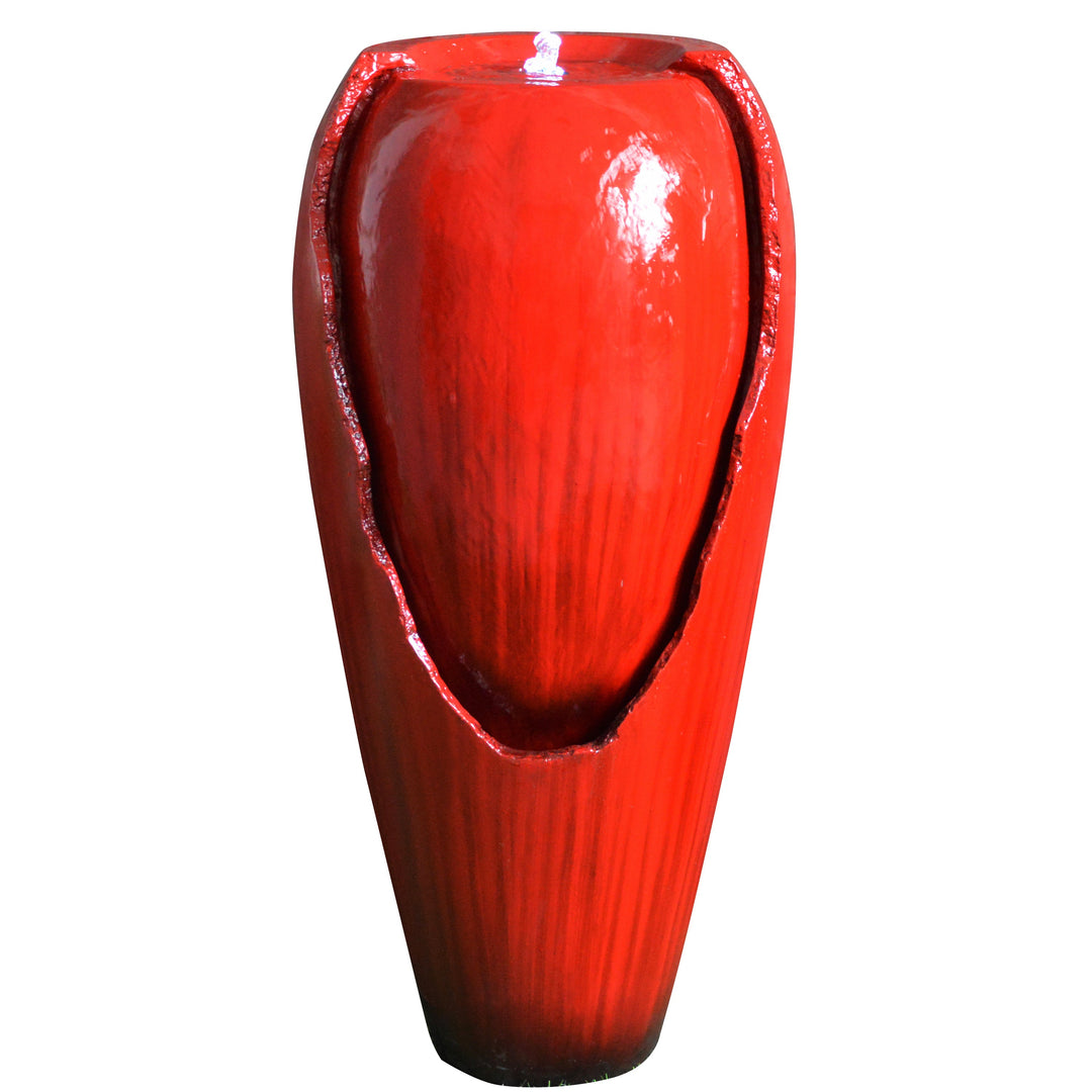 Samland 82CM BROKEN JAR WATER FEATURE FOUNTAIN WITH LED LIGHT RED