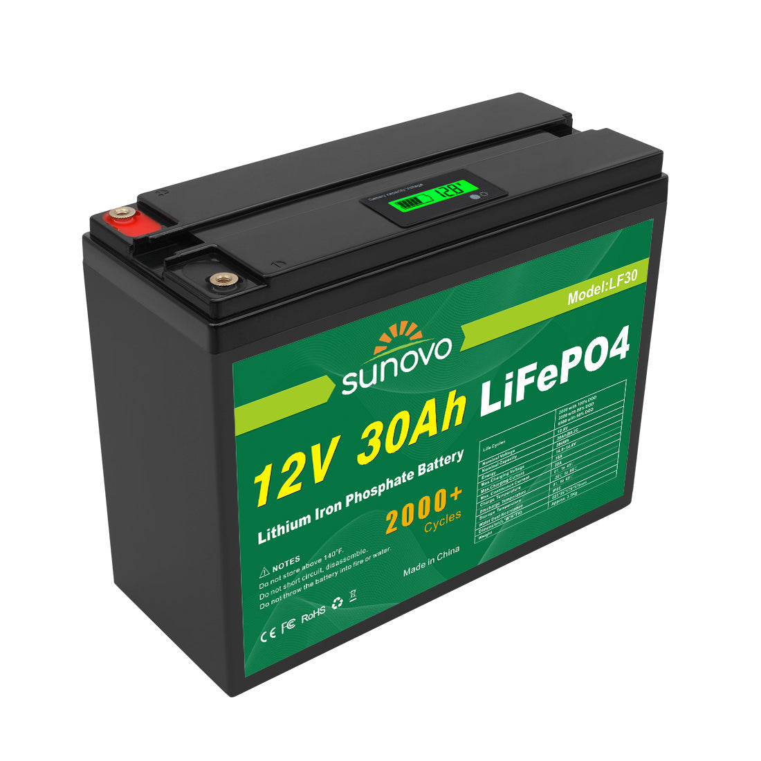 Samland 12V 30AH Deep Circle Lifepo4 Battery Rechargeable Lithium