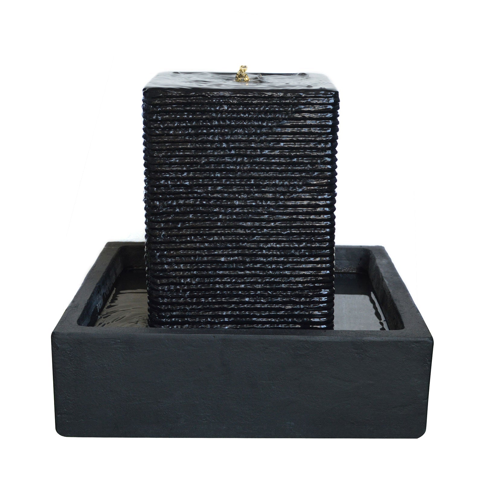 Samland 43CM SQUARE PILLAR WATER FEATURE FOUNTAIN WITH LED LIGHTS