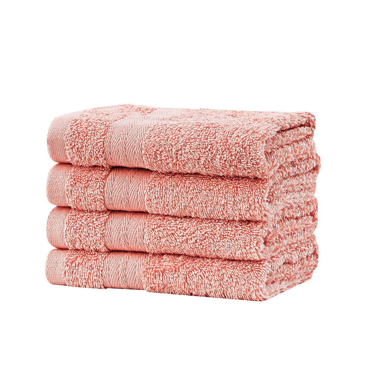 Samland Premium Cotton Washcloths 4-Pack Quick-Dry Face Towels Set-Coral
