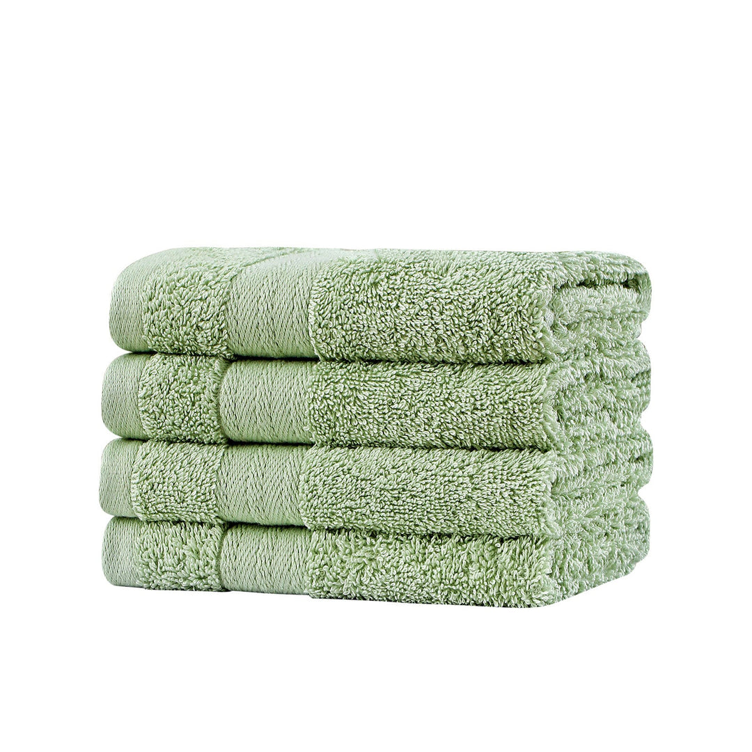 Samland Premium Cotton Washcloths 4-Pack Quick-Dry Face Towels Set-Green