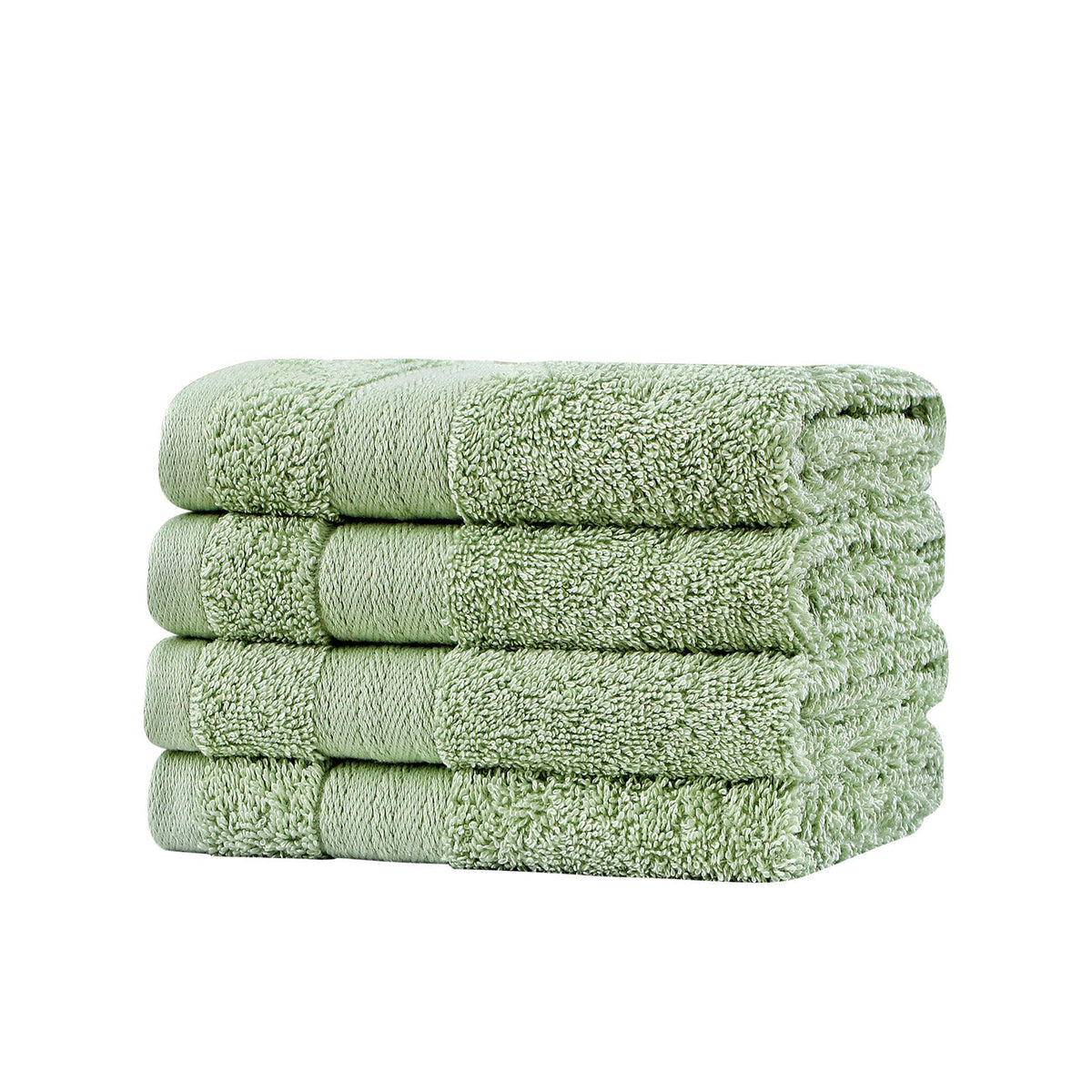 Samland Premium Cotton Washcloths 4-Pack Quick-Dry Face Towels Set-Green