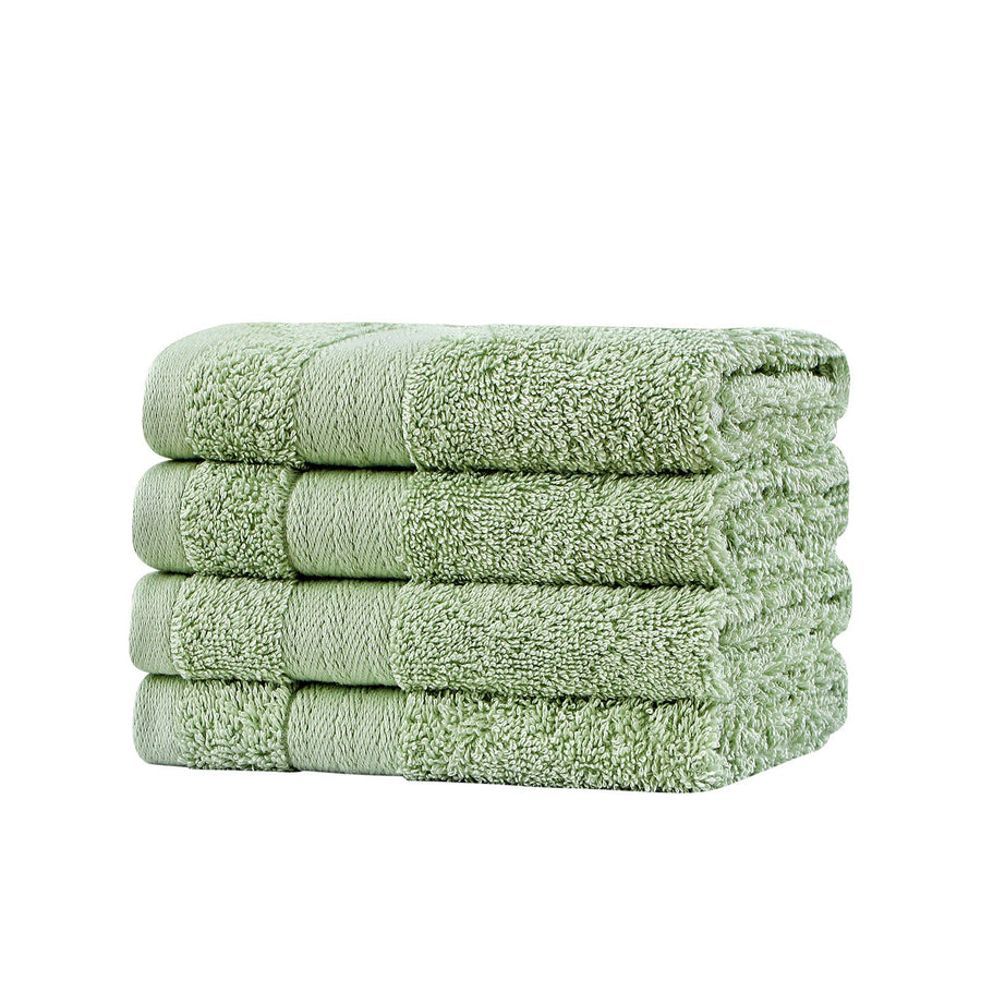 Samland Premium Cotton Washcloths 4-Pack Quick-Dry Face Towels Set-Green
