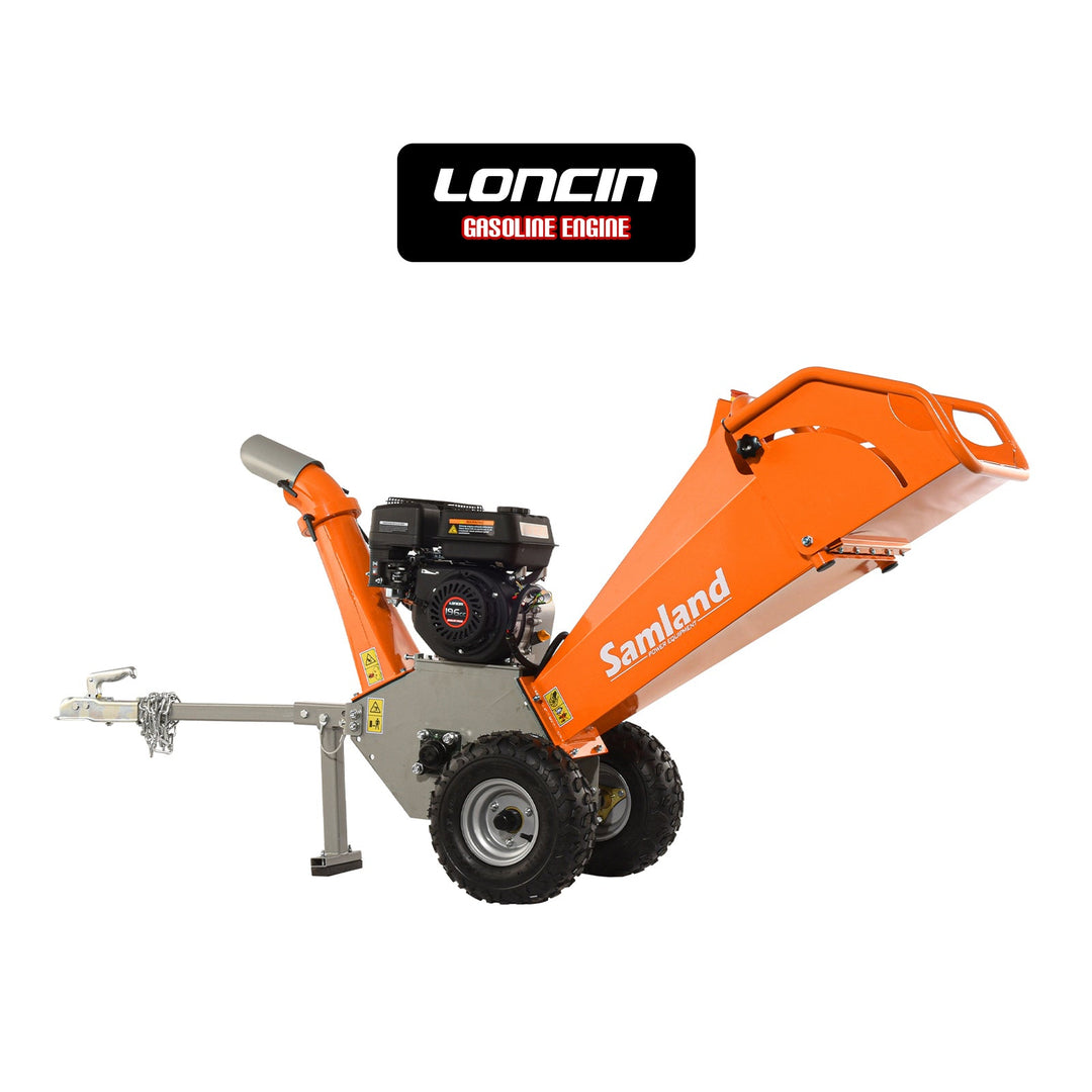 Samland WC65 Professional Wood Chipper, Loncin 6.5 HP Engine with Towing Bar