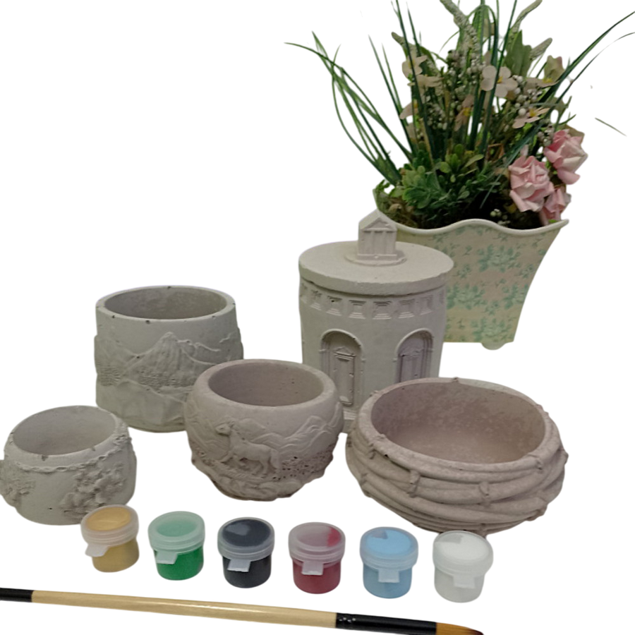 Mixed, hand-made succulent planters x 5