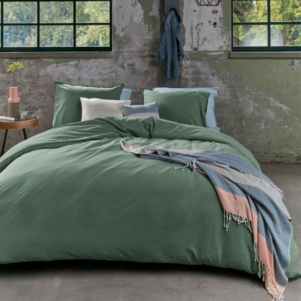 Organic Cotton Basic Green Quilt Cover Sets by Bedding House Queen