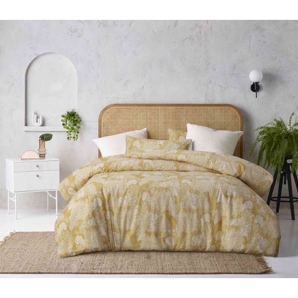 Otway Washed Cotton Ochre Quilt Cover Set by Accessorize King