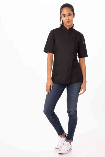 Springfield Women's Black Zipper L Chef Jacket by Chef Works