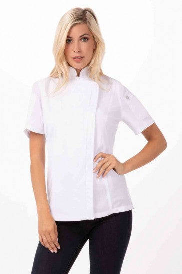 Springfield Women's White Zipper L Chef Jacket by Chef Works