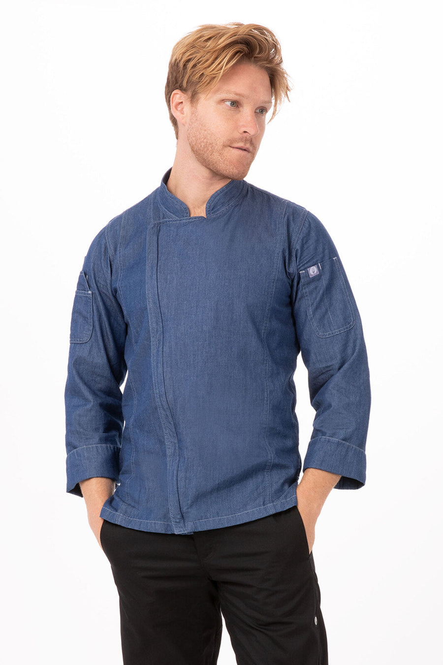 Gramercy Men's Denim Indigo Blue L Zipper Chef Jacket by Chef Works