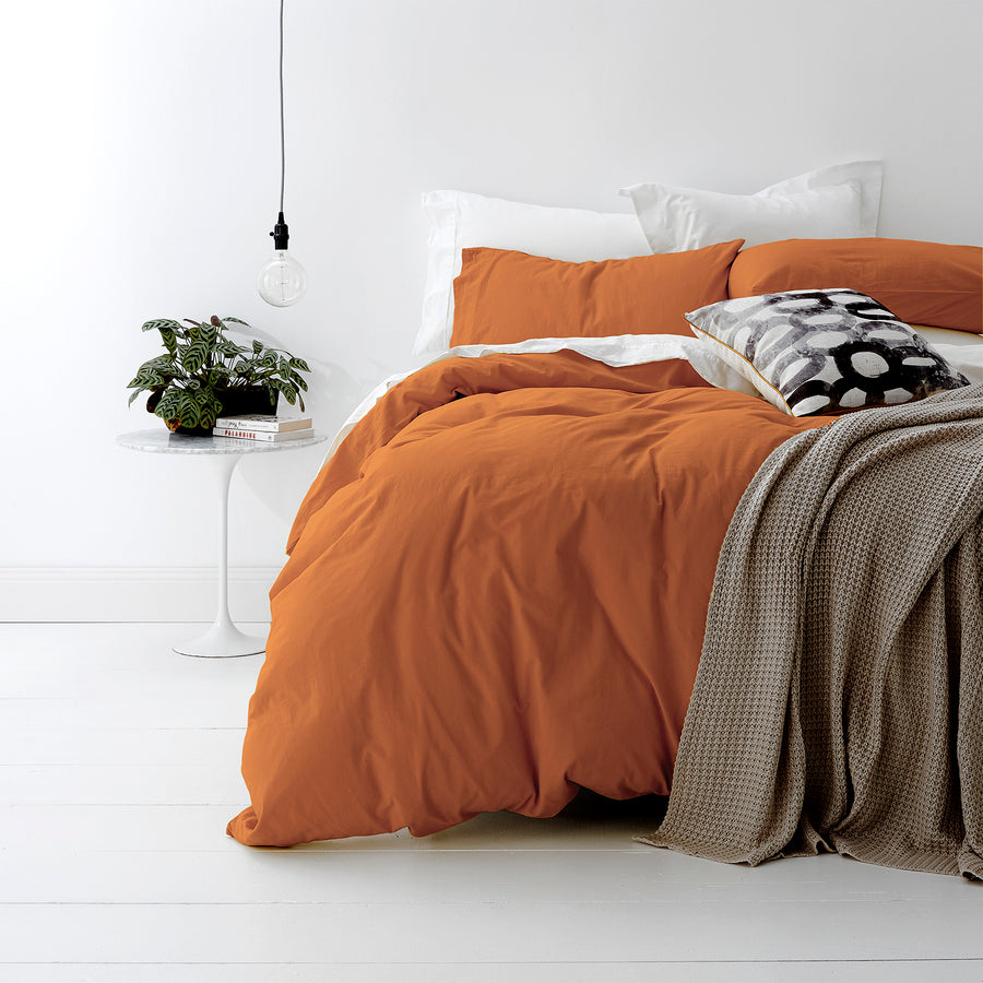 European Vintage Washed Cotton Auburn Quilt Cover Set by Park Avenue Queen