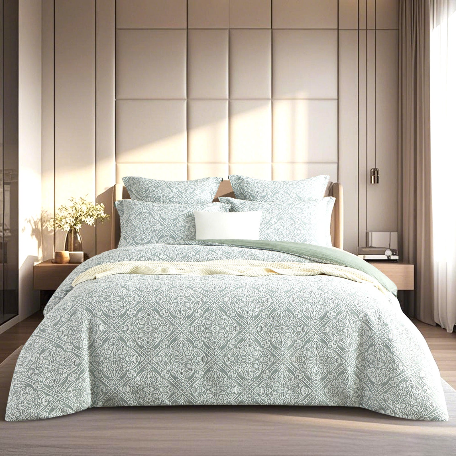 Mayfair Sage Jacquard European Pillowcase by Renee Taylor