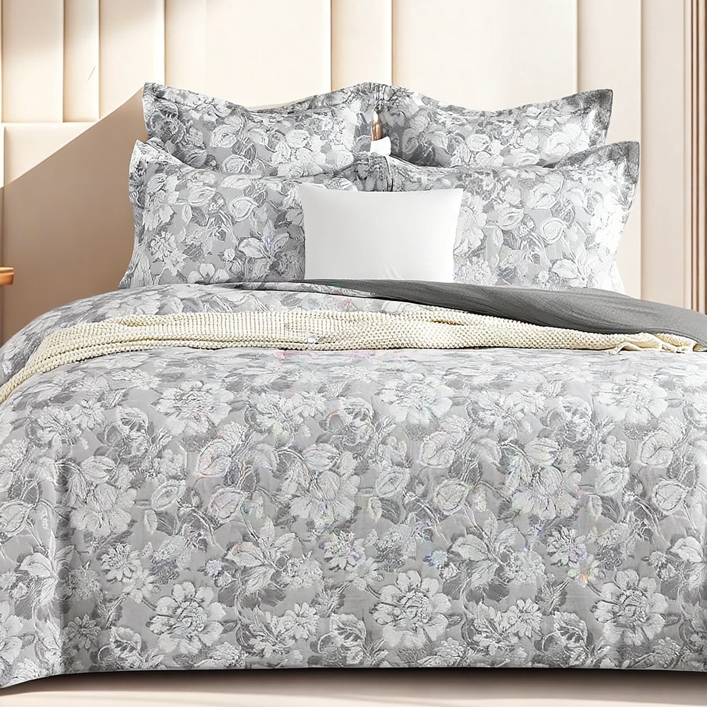 Sigma Charcoal Jacquard Super King Quilt Cover Set by Renee Taylor