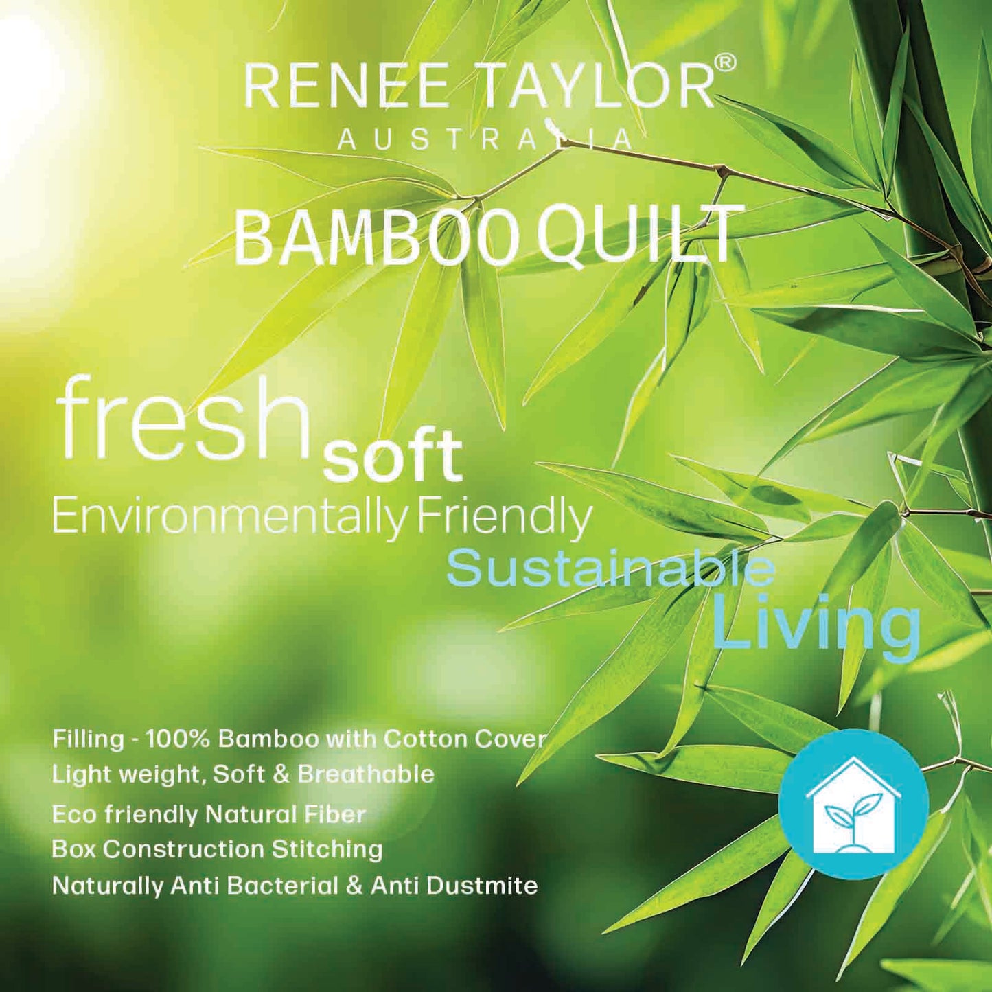 400 GSM All Seasons Natural Bamboo Super King Quilt by Renee Taylor 