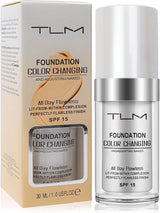 ReviGLam TLM Colour Changing Liquid Foundation Hides Wrinkles & Lines, BB Cream Makeup Base Concealer Cover Moisturizing Fluid for all Skin Tone SPF15, Pack of 1