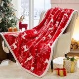 Christmas Throw Blanket, Christmas Decorations Gifts for Women, Sherpa Flannel Fleece Winter Holiday Blanket, Fluffy Cozy Soft Christams Throws for Couch Sofa Bed, Reindeer Stars, 50" X 60"