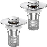 Bathroom Sink Drain Strainer,(2PCS) Pop-up Sink Drain Strainer with Removable Stainless Steel Strainer Basket Hair Catcher, Bathroom Sink Strainer for Bathroom Sink Stopper Replacement