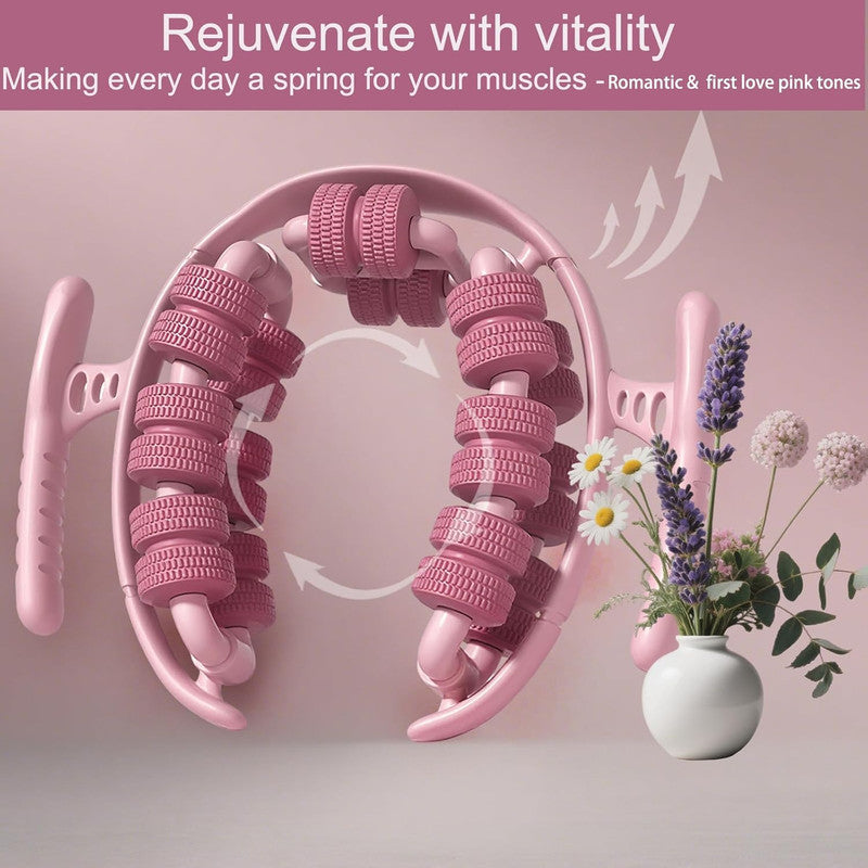 Lymphatic Drainage Massager,Cellulite Massage Roller,Body Sculpting Machine，Thighs Massager, Manual Leg Roller，Relaxing Muscles,360 °28 Wheels Anti Cellulite Roller for Legs (Pink)