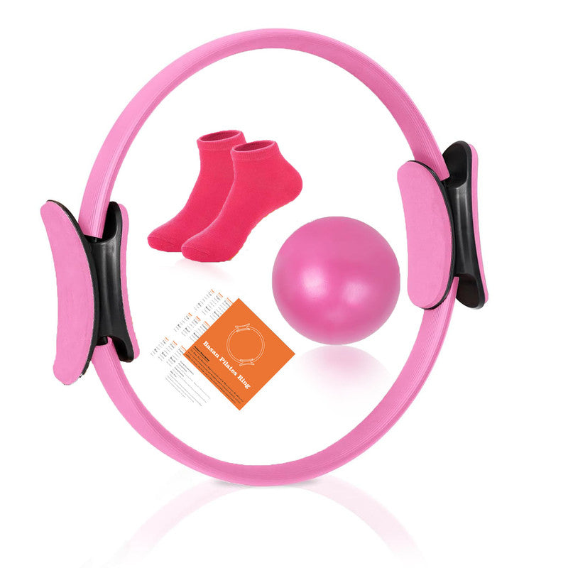 Pilates Ring Kit – Pilates 14" Magic Circle, 9" Mini Exercise Ball for Inner Thighs, Arms & Core Toning – Home Pilates Fitness Ring Workout Set for Women Beginner Starter kit