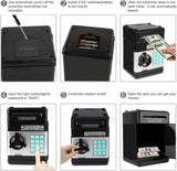 Toys for Kids Ages 5-7, 8-10, Electronic ATM Password Cash Coin Can Auto Scroll Paper Money Saving Box Toys for 6 7 8 9 10 11 12 Year Old Girl Christmas Birthday Gifts black