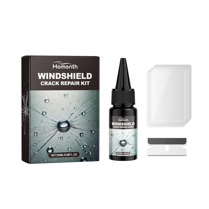 Homonth windshield crack repair kit, car front windshield nano repair liquid set, quickly repairs cracks, clear vision, safe travel