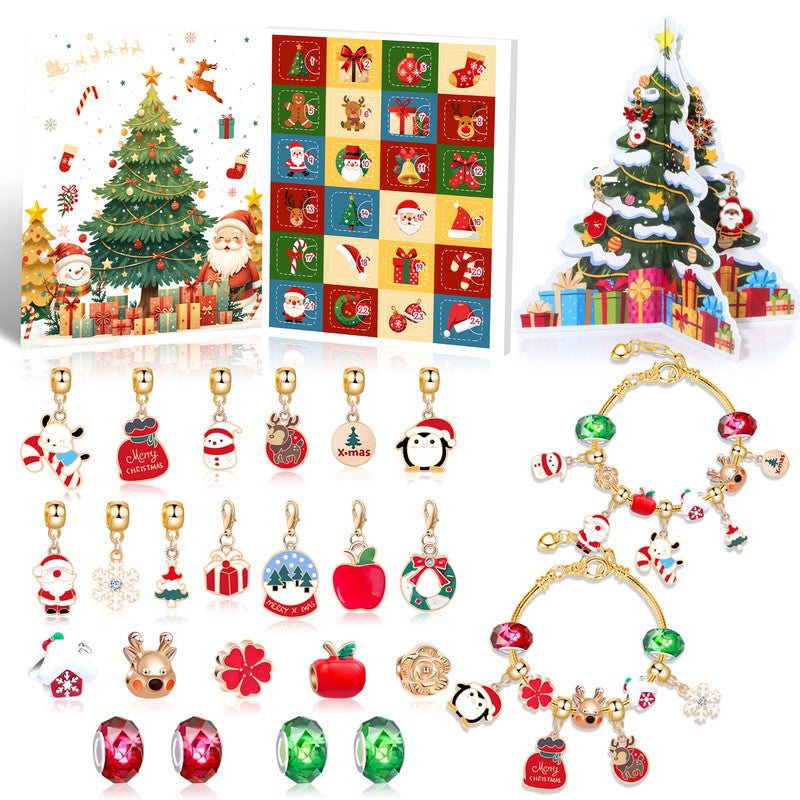 Christmas gift DIY Cartoon Snowman Bracelet Set with Crystal Beads