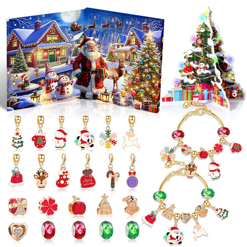 Christmas gift DIY Cartoon Snowman Bracelet Set with Crystal Beads