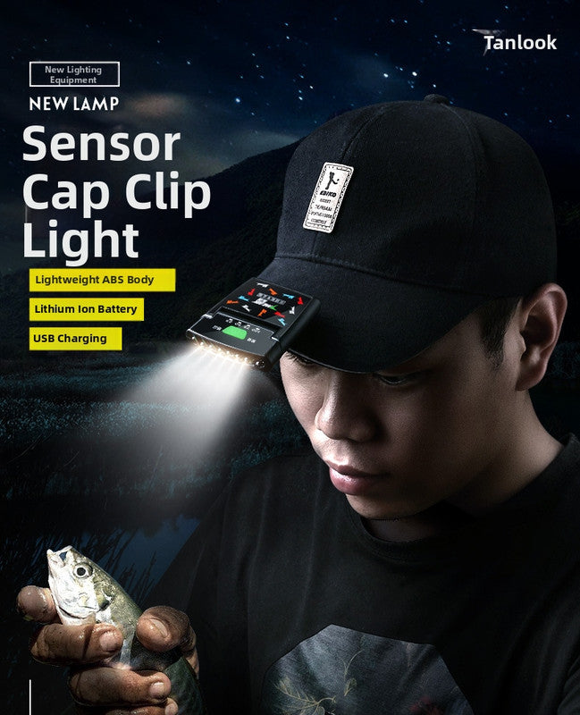 Outdoor sports products  Dew detection LED induction headlight, rechargeable strong light for night fishing