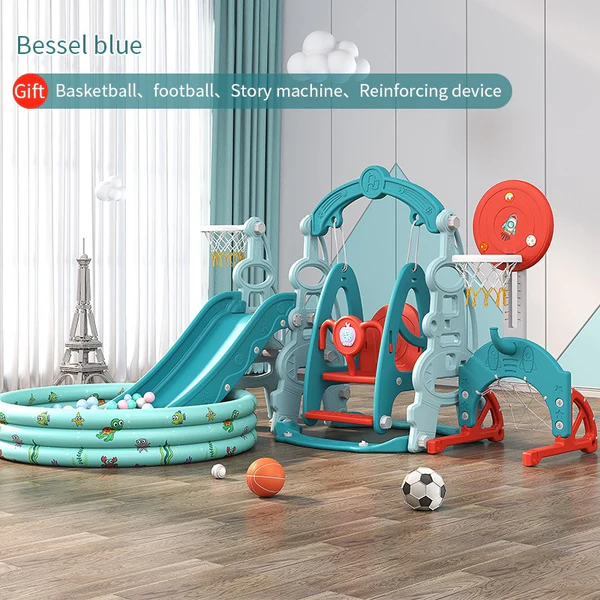 Kids Slide Swing Set Outdoor Toys Playground Activity Basketball Hoop
