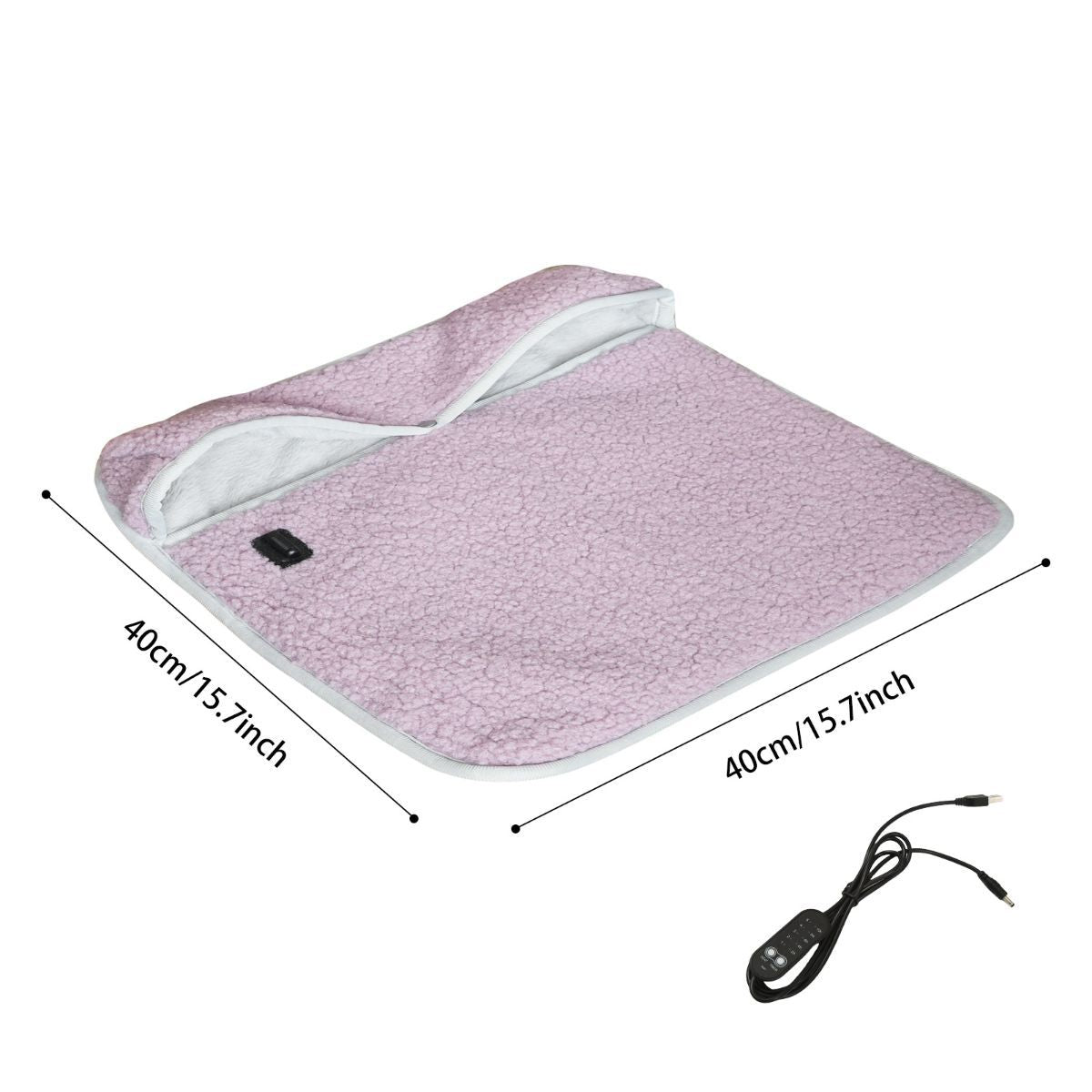 USB Heated Foot Warmer Sheep Fleece Foot Warmer Rabbit Fleece Foot Warmer Sofa - Pink - Size 40cm